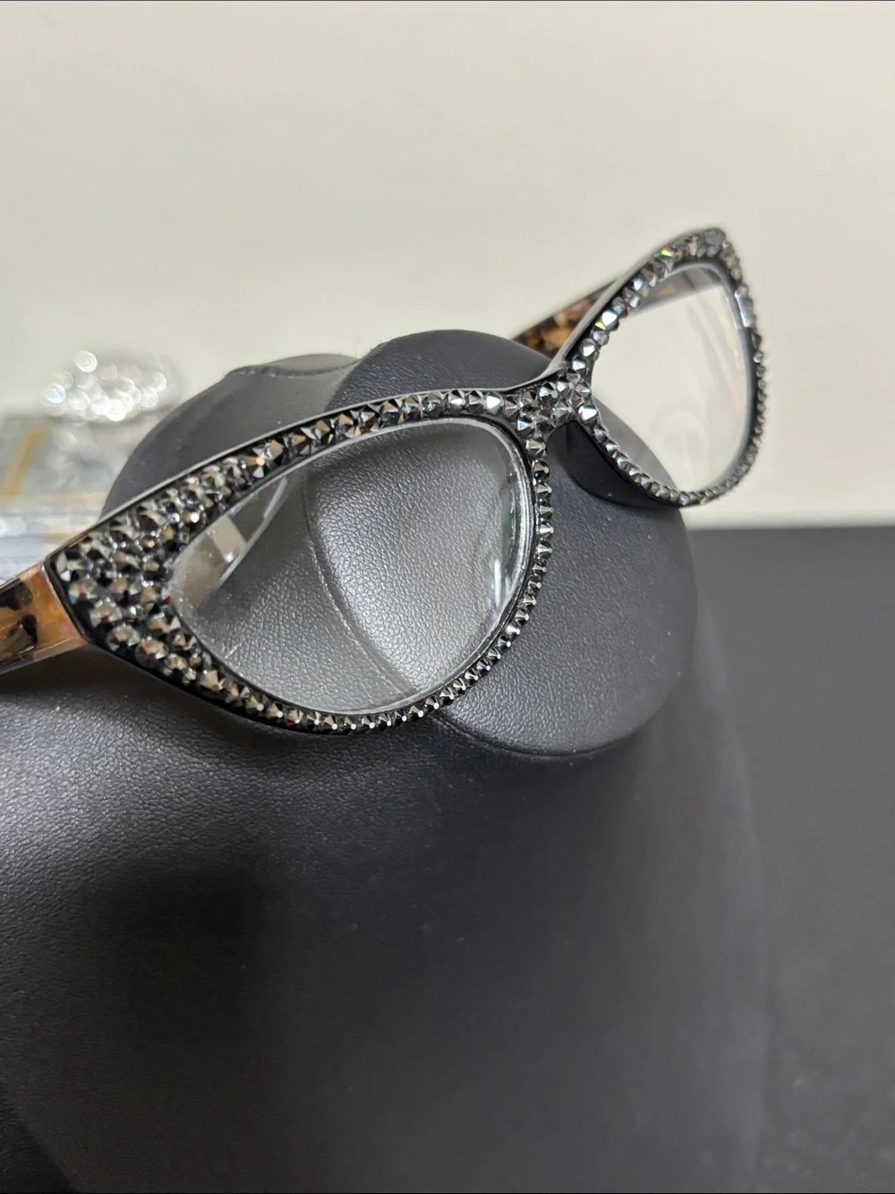 Jimmy Crystal Abella Black Crystal Readers Glasses +2.00 New York